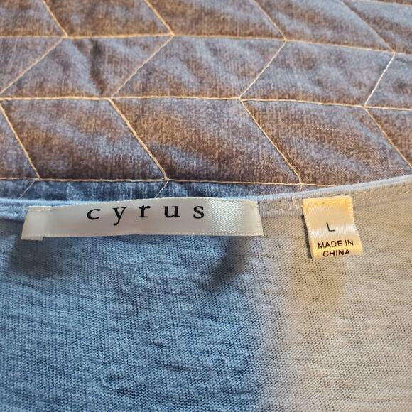 Cyrus Size L Linen / Cotton Blend Eyelet Trim Split Hem Tank Top Blue - Picture 5 of 8